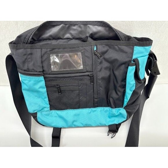 LL Bean Messenger Laptop Commuter Shoulder Bag Turquoise Padded Organizer - Picture 10 of 12